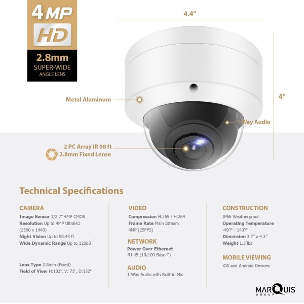 Hikvision/Uniview Compatible IP Dome Camera (4MP)- IPC-YD400 - Image 3