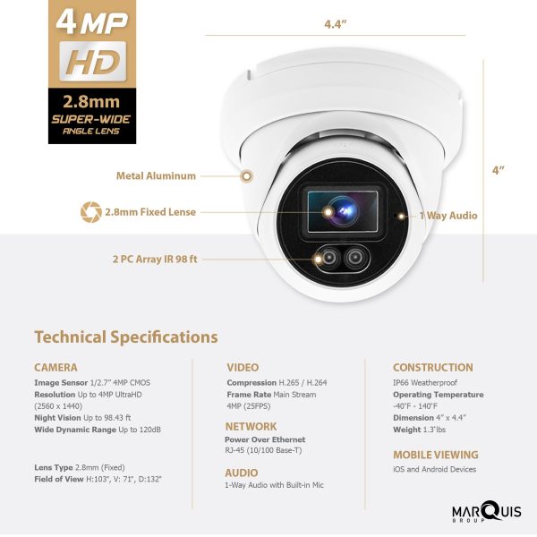 Hikvision/Uniview Compatible IP Turret Camera (4MP)-IPC-XD400 - Image 3