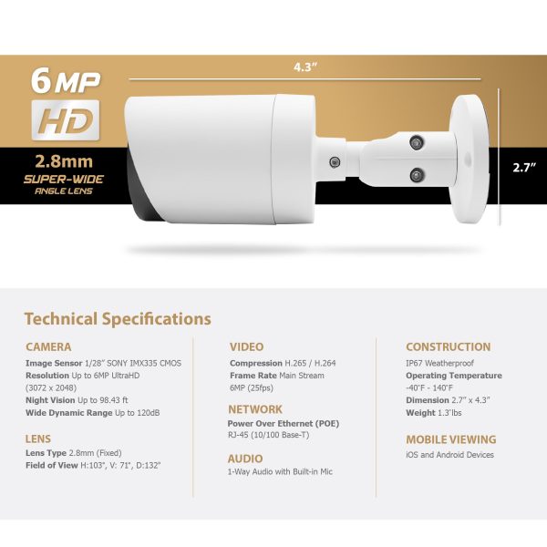 IPC-YB624 Hikvision/Uniview Compatible IP Bullet Camera (6MP) - Image 3