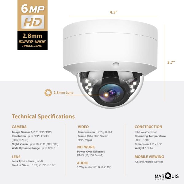 Compatible 6mp Uniview / Hikvision IP Dome Camera (IPC-YD600) - Image 3