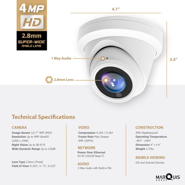 Hikvision/Uniview Compatible IP Turret Camera (4MP)- IPC-YT40 - Image 3
