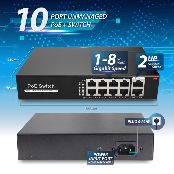8 Gigabit Port PoE Switch with 2 Gigabit Uplinks - Image 4