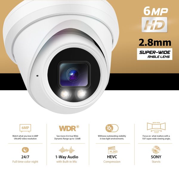 Hikvision/Uniview Compatible IP Turret Camera (6MP)- IPC-YT624 - Image 2